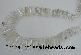 CTD935 Top drilled 6*15mm - 7*40mm wand AB grade white crystal beads