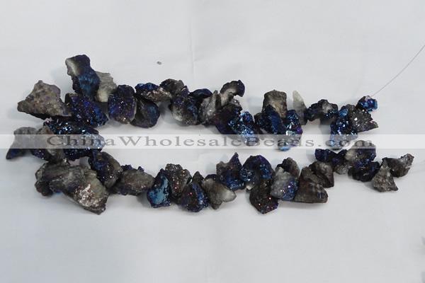 CTD945 Top drilled 10*15mm - 15*25mm nuggets plated druzy agate beads