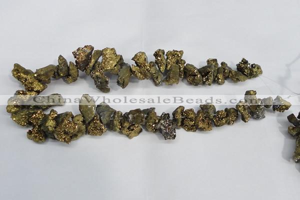 CTD946 Top drilled 10*15mm - 15*25mm nuggets plated druzy agate beads