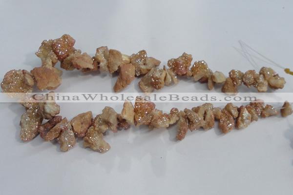 CTD947 Top drilled 10*15mm - 15*25mm nuggets plated druzy agate beads