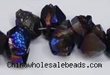 CTD948 Top drilled 8*10mm - 18*25mm faceted nuggets plated amethyst beads