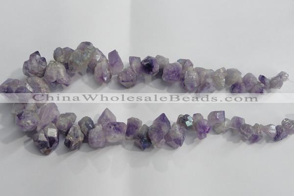 CTD952 Top drilled 8*12mm - 18*25mm faceted nuggets plated amethyst beads