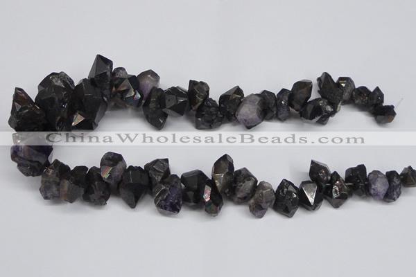 CTD956 Top drilled 8*10mm - 18*25mm faceted nuggets plated amethyst beads