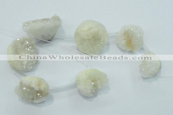 CTD960 Top drilled 15*20mm - 20*25mm nuggets plated druzy agate beads