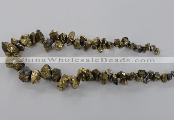 CTD972 Top drilled 8*10mm - 15*25mm nuggets plated quartz beads