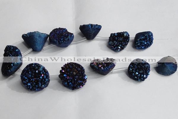 CTD992 Top drilled 12*15mm - 18*25mm nuggets plated druzy agate beads