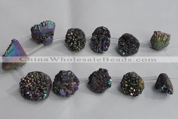 CTD993 Top drilled 12*15mm - 18*25mm nuggets plated druzy agate beads