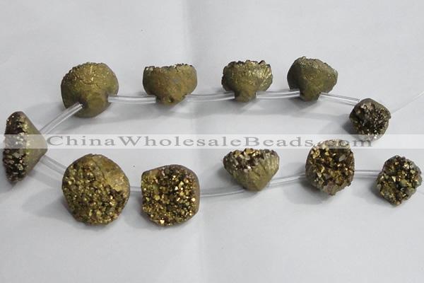 CTD994 Top drilled 12*15mm - 18*25mm nuggets plated druzy agate beads
