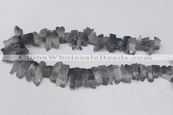CTD996 Top drilled 8*18mm - 10*30mm sticks plated druzy amethyst beads