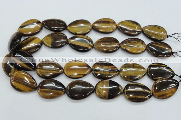 CTE102 15.5 inches 22*30mm flat teardrop yellow tiger eye beads