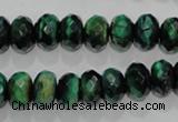 CTE1022 15.5 inches 6*10mm faceted rondelle dyed green tiger eye beads