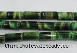 CTE1029 15.5 inches 6*12mm tube dyed green tiger eye beads wholesale