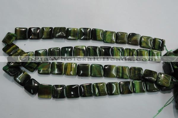 CTE1072 15.5 inches 15*15mm square dyed green tiger eye beads