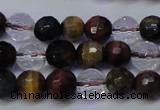 CTE1131 15 inches 6mm faceted round mixed tiger eye & white crystal beads