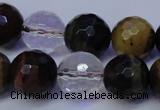 CTE1133 15 inches 10mm faceted round mixed tiger eye & white crystal beads