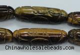 CTE116 15.5 inches 12*40mm carved cylinder yellow tiger eye beads