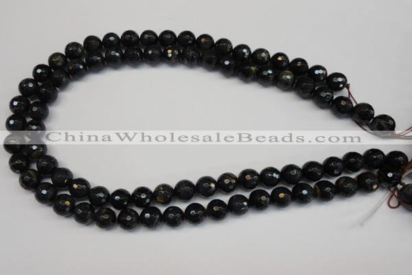 CTE1188 15.5 inches 10mm faceted round blue tiger eye beads
