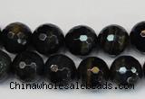 CTE1190 15.5 inches 14mm faceted round blue tiger eye beads