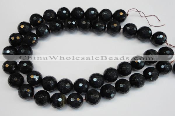 CTE1192 15.5 inches 18mm faceted round blue tiger eye beads