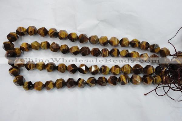 CTE1203 15 inches 12mm faceted nuggets yellow tiger eye beads