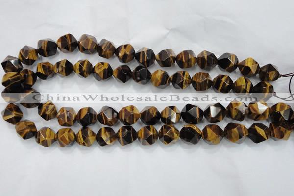 CTE1204 15 inches 14mm faceted nuggets yellow tiger eye beads