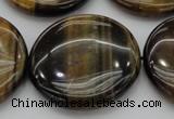 CTE1354 15.5 inches 40mm flat round yellow & blue tiger eye beads