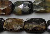 CTE1389 15.5 inches 18*25mm faceted rectangle yellow & blue tiger eye beads