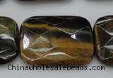 CTE1392 15.5 inches 30*40mm faceted rectangle yellow & blue tiger eye beads