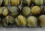 CTE1443 15.5 inches 10mm round golden & blue tiger eye beads
