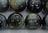 CTE1455 15.5 inches 14mm round golden & blue tiger eye beads