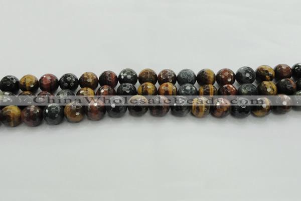 CTE1473 15.5 inches 10mm faceted round mixed tiger eye beads