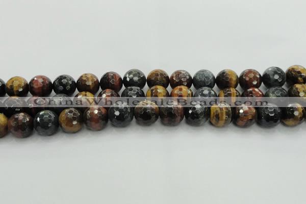 CTE1476 15.5 inches 16mm faceted round mixed tiger eye beads