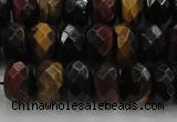 CTE1483 15.5 inches 7*12mm faceted rondelle mixed tiger eye beads