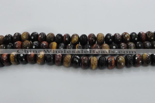 CTE1484 15.5 inches 8*14mm faceted rondelle mixed tiger eye beads