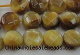 CTE1536 15.5 inches 10mm faceted coin golden tiger eye beads