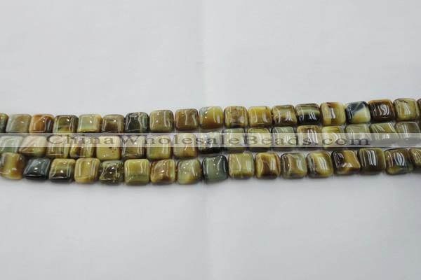 CTE1562 15.5 inches 8*8mm square golden & blue tiger eye beads wholesale