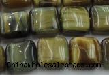 CTE1564 15.5 inches 12*12mm square golden & blue tiger eye beads wholesale