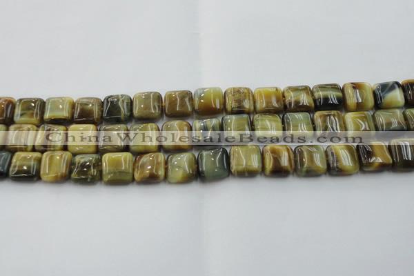 CTE1564 15.5 inches 12*12mm square golden & blue tiger eye beads wholesale