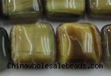 CTE1567 15.5 inches 18*18mm square golden & blue tiger eye beads wholesale