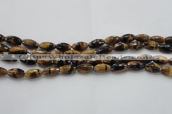 CTE1580 15.5 inches 8*12mm faceted rice yellow tiger eye beads