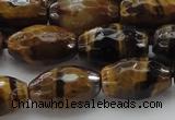 CTE1581 15.5 inches 10*14mm faceted rice yellow tiger eye beads