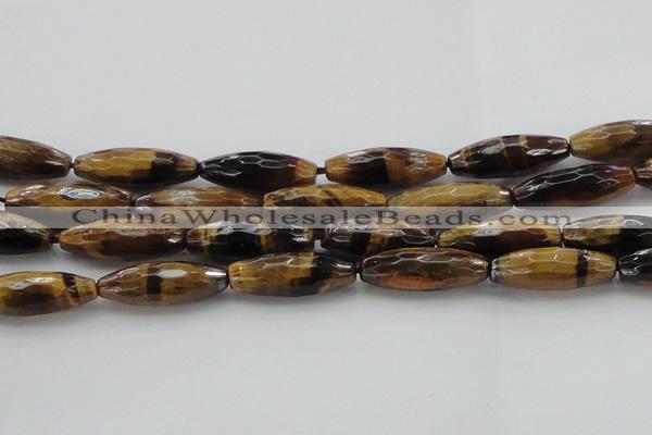 CTE1587 15.5 inches 10*30mm faceted rice yellow tiger eye beads