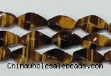 CTE171 15.5 inches 6*12mm twisted rice yellow tiger eye gemstone beads