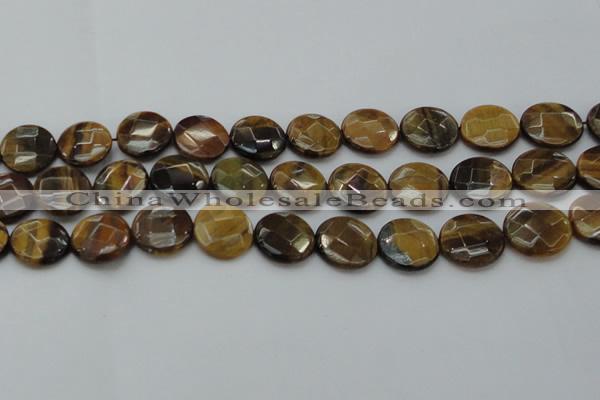 CTE1728 15.5 inches 18mm faceted coin yellow tiger eye beads