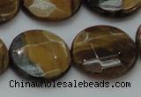 CTE1729 15.5 inches 20mm faceted coin yellow tiger eye beads
