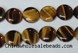 CTE175 15.5 inches 10mm flat round yellow tiger eye gemstone beads