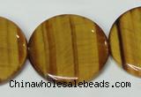 CTE178 15.5 inches 30mm flat round yellow tiger eye gemstone beads