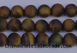 CTE1811 15.5 inches 6mm round matte yellow iron tiger beads