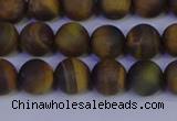 CTE1812 15.5 inches 8mm round matte yellow iron tiger beads