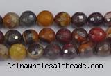 CTE1818 15.5 inches 4mm faceted round red iron tiger beads